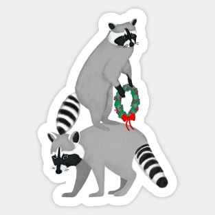 Raccoons Deck The Door Before The Christmas Sticker